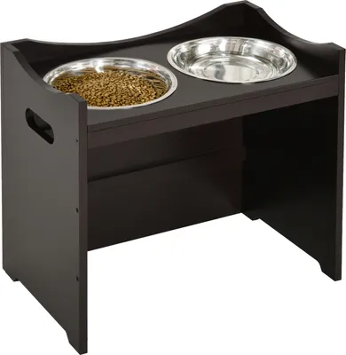 Produktbild von PawHut Futternapf Höhenverstellbar, Erhöhtes Futterstation mit 2L Futterschale aus Edelstahl, mit Futterständer, Griff, Hundebar für alle Hundegrößen, Kaffee