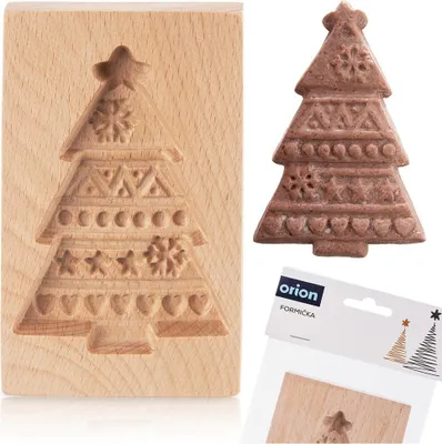 Produktbild von Orion | Keksform aus Holz - 13x8 cm - Weihnachtsbaum Motiv - Keksstempel - Wiederverwendbar