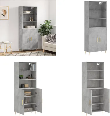 Produktbild von vidaXL Highboard Betongrau 69,5x34x180 cm Holzwerkstoff - Highboard - Highboards - Sideboard - Schrank