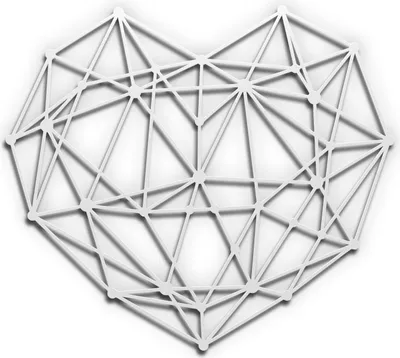 Produktbild von Wanddeko Metall Wandbild Metallbild Geometrische Wandkunst 3D Herz 47 x 52 cm, Farbe:Herz 3D Weiß