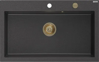 Produktbild von Mexen Elix Granitspüle 1-becken 800 x 500 mm, schwarz gesprenkelt, goldener Siphon - 6527801005-76-G