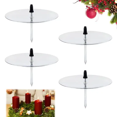 Metall-Kerzenhalter 6 cm, silber, für Adventskranz, 4 Stück