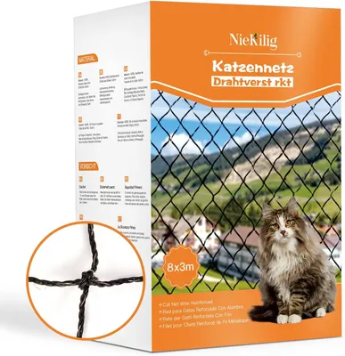 Produktbild von Katzennetz 8x3 m, drahtverstärkt, für Balkon, UV-beständig und wasserdicht