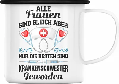 Produktbild von Trendation - Krankenschwester Emaille Tasse Geschenk Propofol Spritze Geschenk Krankenschwestern Emaille Emaille Tasse (Schwarz)