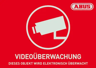 Produktbild von ABUS Warnaufkleber Video -D- AU1420 148x105mm rot mit Abus Logo