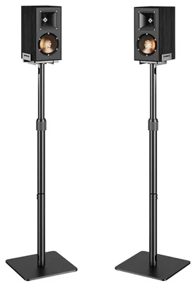Immagine prodotto di Supporto regolabile per altoparlanti - Altezza da 85,8 a 112,8 cm - Capacità di carico: 5 kg - Colore: nero