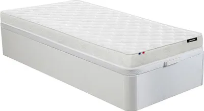 Produktbild von Set 90 x 190 cm Rahmen mit Box weiß + 15 cm dicke Schaumstoffmatratze - ZEUS by YSMÉE