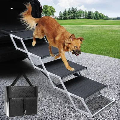 Produktbild von Zusammenklappbare Hundetreppe mit 4 Stufen für Autos und SUVs
