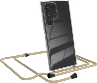 Produktbild von EAZY CASE Handykette kompatibel mit Samsung Galaxy S23 Ultra, Handyhülle mit Umhängeband, Handykordel, Schutzhülle Clear, Band in Blau