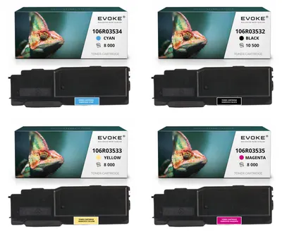 Obrázok produktu pre Kompatibilné tonerové kazety Evoke pre tlačiarne Xerox VersaLink C400 C405, kód 106R03532, 4 ks (CMYK): čierna, azúrová, purpurová, žltá, výtlačnosť 34 500 strán, pre modely VersaLink C400, C400V, C405
