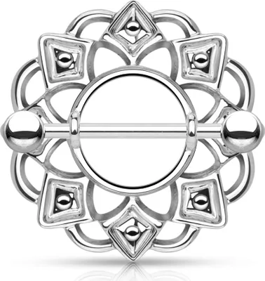Produktbild von Brustwarzen Piercing 14 Karat vergoldet Nippelpiercing Brustpiercing Nipple Shield Schild Barbell