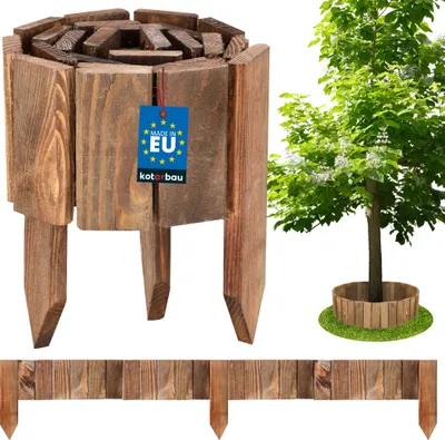 Produktbild von KOTARBAU® Rollborder 10 x 110 cm drevený plot Hnedý záhonový lem z borovicového dreva Flexibilný záhradný plot Trávnikový lem Záhradná palisáda Možnosť rezania na mieru Dekoratívne plotové stĺpiky Oplotenie