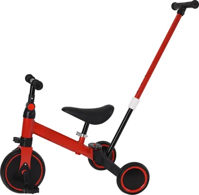 Produktbild von 4 in 1 Kinder Dreirad Laufrad Balance Fahrrad mit Schubstange für Kinder ab 1-3 Jahren Rot