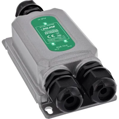 Produktbild von InLine 44432E, Gigabit Ethernet, 10,100,1000 Mbit/s, 10/100/1000, PoE++ (4PPoE), IEEE 802.3af, IEEE 802.3at, Cat5, Cat5e, Cat6+, Cat6, Cat6a, Cat6e, Cat7, Cat7e, Cat8, Cat8.1