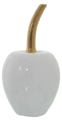 Keramik-Kirsche, weiß-gold, 10 x 20 cm