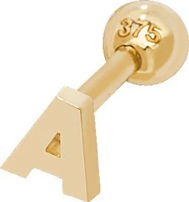 Produktbild von 9 Karat (375) Gold Buchstaben / Initiale Damen - Einzel Knorpel Ohrstecker; TRS36968LTA