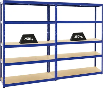 Produktbild von Mega Deal | 2x Schwerlastregal Big Elephant S | HxBxT 180x120x45 cm | Fachlast 250kg | Blau