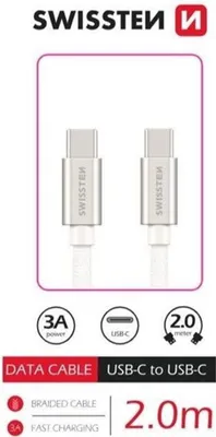 Immagine prodotto di USB kaabel Swissten USB-C - USB-C, 2m, hõbe