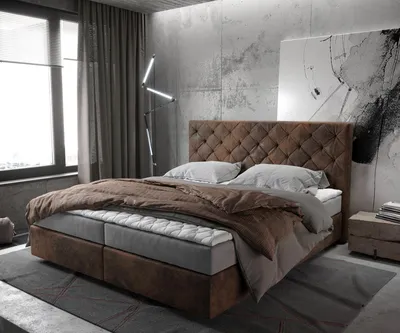 Produktbild von DELIFE Boxspringbett Dream-Great 180x200 cm Braun Vintage mit Matratze und Topper
