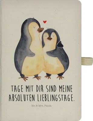 Produktbild von Mr. & Mrs. Panda notizbuch Pinguin umarmen - Transparent - Geschenk, Skizzenbuch, Tagebuch, Hochzeit, Kladde, Liebe, Journal, Hochzeitstag, Adressbuch