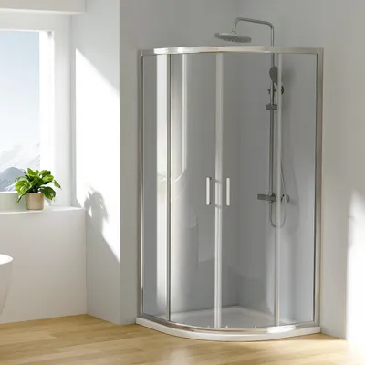 Produktbild von Heilmetz Duschkabinen Viertelkreis 90x90x195cm Duschtür NANO-GLAS Duschwand Runddusche Schiebetür Duschabtrenn 5mm ESG