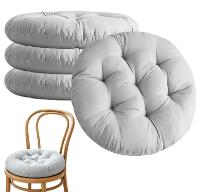 Runde Sitzkissen 4er-Set, 40 cm, Cord, hellgrau