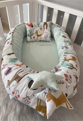 Produktbild von Jaju Baby Babynestchen mit Kopfkissen Wald-Design Baumwolle 100 x 60 cm
