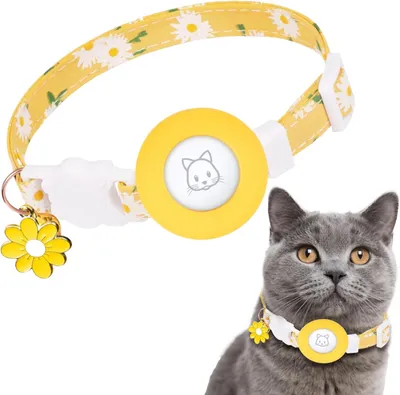 Imagen del producto de Collar para gatos con cascabel y soporte para AirTag, ajustable de 18 a 30 cm, ideal para uso en interiores y exteriores