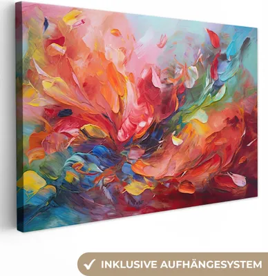 Obrázek produktu pro OneMillionCanvasses® - Obraz na plátně - 150x100 cm, Olejomalba - Umění - Abstraktní - Barevný, Nástěnný umělecký tisk Nástěnná dekorace - Fotografie na plátně - Obraz na dřevěném rámu