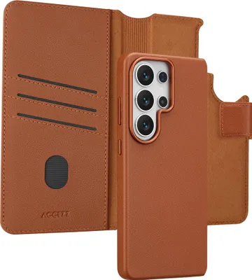 Zdjęcie produktu dla Etui Accezz Leather Bookcase 2 w 1 z MagSafe do telefonu Samsung Galaxy S26 Ultra – kolor Sienna Brown