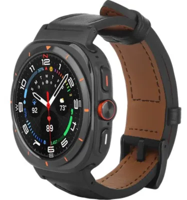 Image de Bracelet en cuir Timeless pour Samsung Galaxy Watch Ultra (25/24), noir