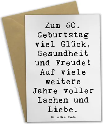 Produktbild von Mr. & Mrs. Panda Grußkarte Spruch 60. Geburtstag Glück - Weiß - Geschenk, besondere Geschenke, Grußkarten, einladungskarten, Happy Birthday, weihnachtskarten, für, feiern