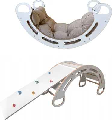 Obrázek produktu pro Slevobox Montessori Houpačka s Polštářem 85x41x39cm - Houpačka Montessori - Dřevěná Houpačka Montessori - Montessori Prolézačka - 5 v 1, 7 v 1, CE