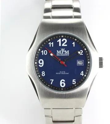 Produktbild von MPM-Quality Herrenuhr Edelstahl Silber Zifferblatt Dunkelblau Ø 39 mm