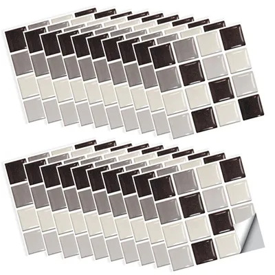 Obrázek produktu pro Samolepicí obklady na zeď, mozaika, 30 kusů, PVC, rozměr 10x10 cm, voděodolné, podkladová deska, dekorace do kuchyně a koupelny