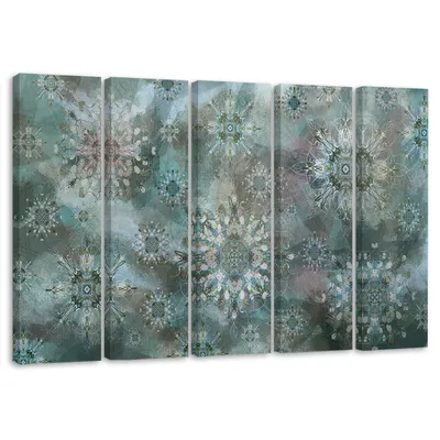 Produktbild von 5-teiliges leinwandbild sternmosaik 150x100 cm Feeby türkis wandbild bereit zum aufhängen