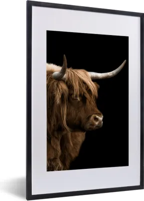 Produktbild von MuchoWow® MuchoWow® Gerahmtes Poster Schottisches Hochlandrind - Fell - Tier 40x60 cm - Poster mit zchwarzem Bilderrahmen - Poster in Rahmen