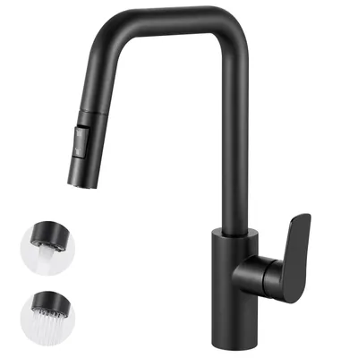 Produktbild von Küchenarmatur Schwarz U-Form Ausziehbar 304 Edelstahl, Wasserhahn Küche Hochdruck Cecipa MAX Wasserhahn für Spülbecken, Mischbatterie Armatur
