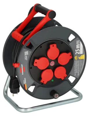Produktbild von Brennenstuhl 9231250100, Schwarz, Rot, Kunststoff, 5 AC-Ausgänge, Gerade, 25 m, IP44