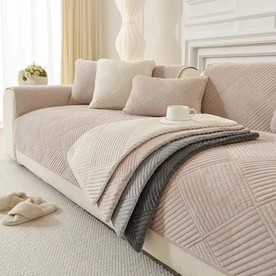 Produktbild von Sofabezug Vollschutz rutschfest waschbar für 1-4 Sitze L-Form Khaki 90x210cm