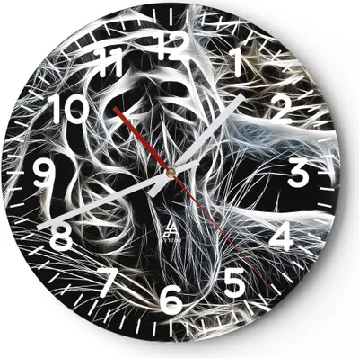 Produktbild von Wanduhr - Rund - Glasuhr - Abstraktion modern - 40x40cm - Schleichendes Uhrwerk - Lautlos - zum Aufhängen bereit - Dekoration Modern - Wanddekoration aus Glas - C4AR40x40-3561