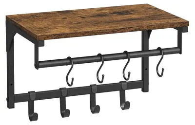 Produktbild von Garderobe mit 8 Haken - Wandgarderobe - Vintage braun-schwarz - 40 x 24 x 24 cm