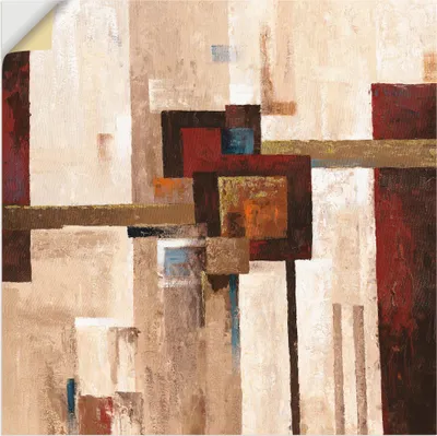 Produktbild von ARTland Wandbild, selbstklebend Rote und braune Vierecke II Größe: 100x100 cm