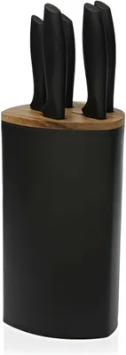 Imagen del producto de Conjunto de cuchillos de cocina afilados con bloque en color | Juego de 5 cuchillos de cocina con bloque | Mangos de plástico