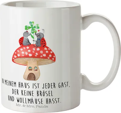Produktbild von Mr. & Mrs. Panda Mehrwegbecher Marienkäfer Fliegenpilz - Weiß - Geschenk, Haus, Zuhause, Lustige Sprüche, Kindergarten Tasse, Kinderbecher, Plastikbecher, Wohnung, Pott