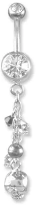 Immagine prodotto di Karisma Piercing all'ombelico Banana in acciaio bianco rodiato con teschio SBC.68