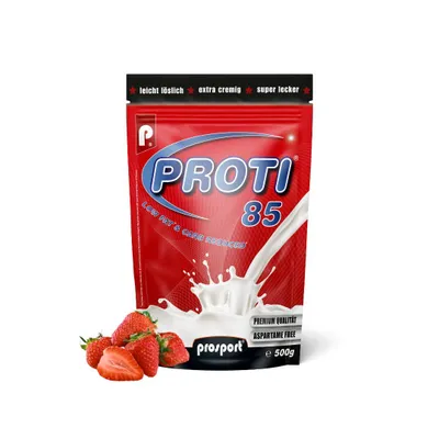 Produktbild von Prosport Proti® 85 – Erdbeere 500g - Mehrkomponenten-Protein mit Whey, Casein & Eialbumin – 10 Vitamine, BCAAs & EAAs – Eiweißshake, extra cremig