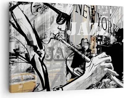 Produktbild von Bild auf Leinwand - Leinwandbild - Jazz Musik Musiker - 70x50cm - Wand Bild - Wanddeko - Wandbilder - Leinwanddruck - Bilder - Kunstdruck - Wanddekoration - Leinwand bilder - Wandkunst - AA70x50-3792