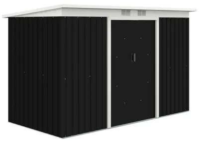 Immagine prodotto di Capanno da giardino in metallo - Deposito per attrezzi da esterno - Porta scorrevole - Finestra di ventilazione - Tetto a falde - Impermeabile - 280x130x172 cm - Nero