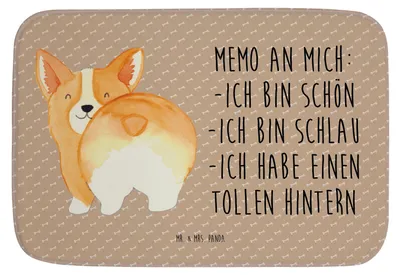 Produktbild von Mr. & Mrs. Panda Badezimmerteppich Corgi Po - Hundeglück - Geschenk, Corgie, Süß, Badteppich, Positiv, Hund, Badezimmer Matte, Badvorleger, Badematte, Sprüche